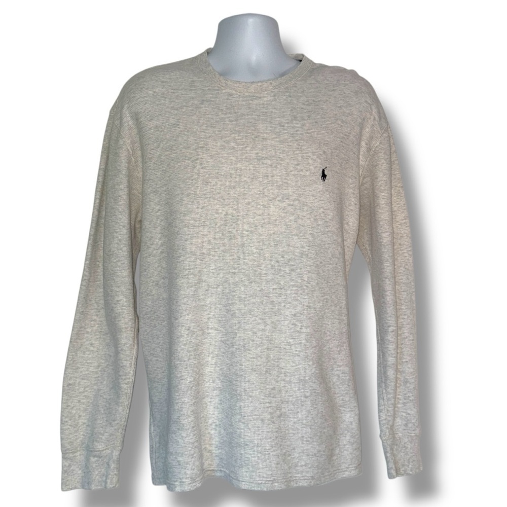 Polo Ralph Lauren Waffle Knit Long Sleeve Shirt XL Gray Cotton Crewneck